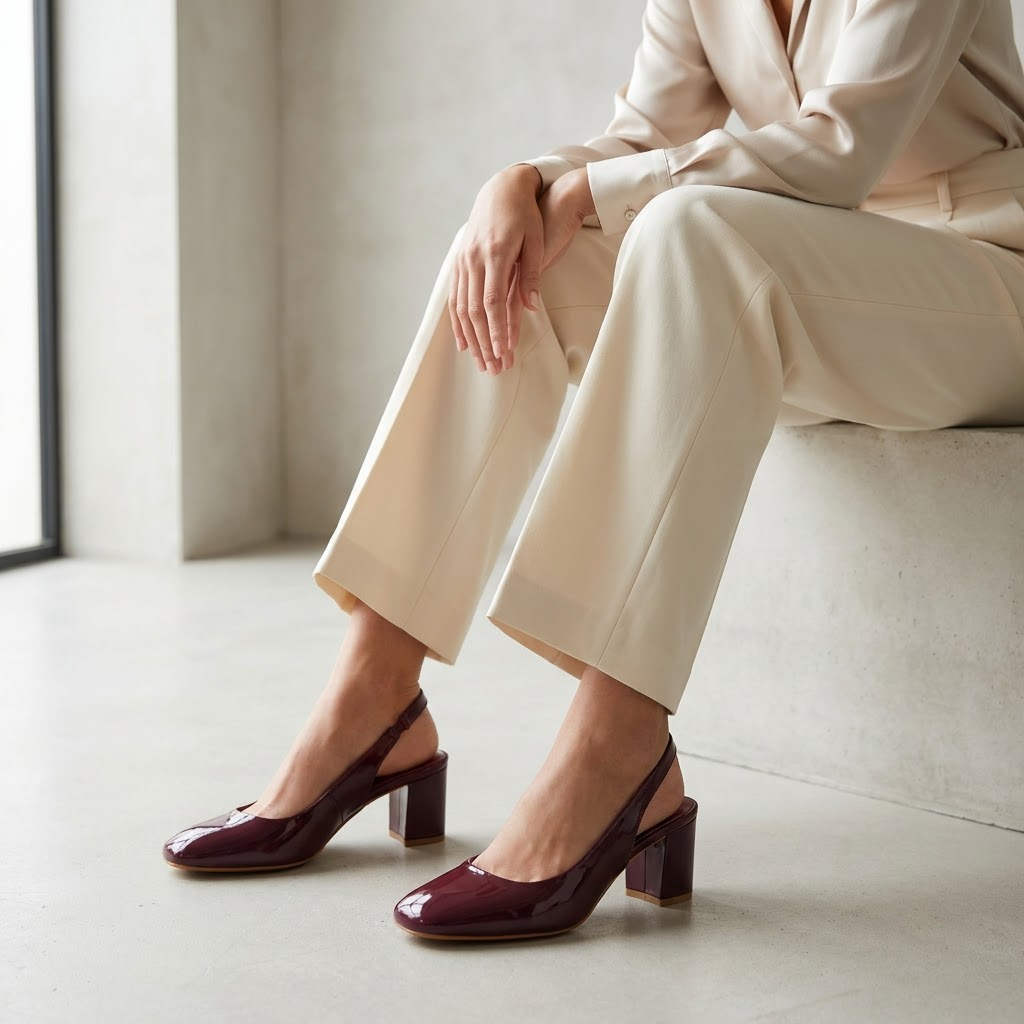 Cherry Red Block-Heel Slingbacks