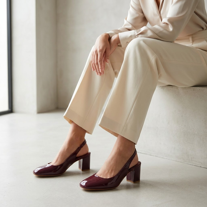Cherry Red Block-Heel Slingbacks
