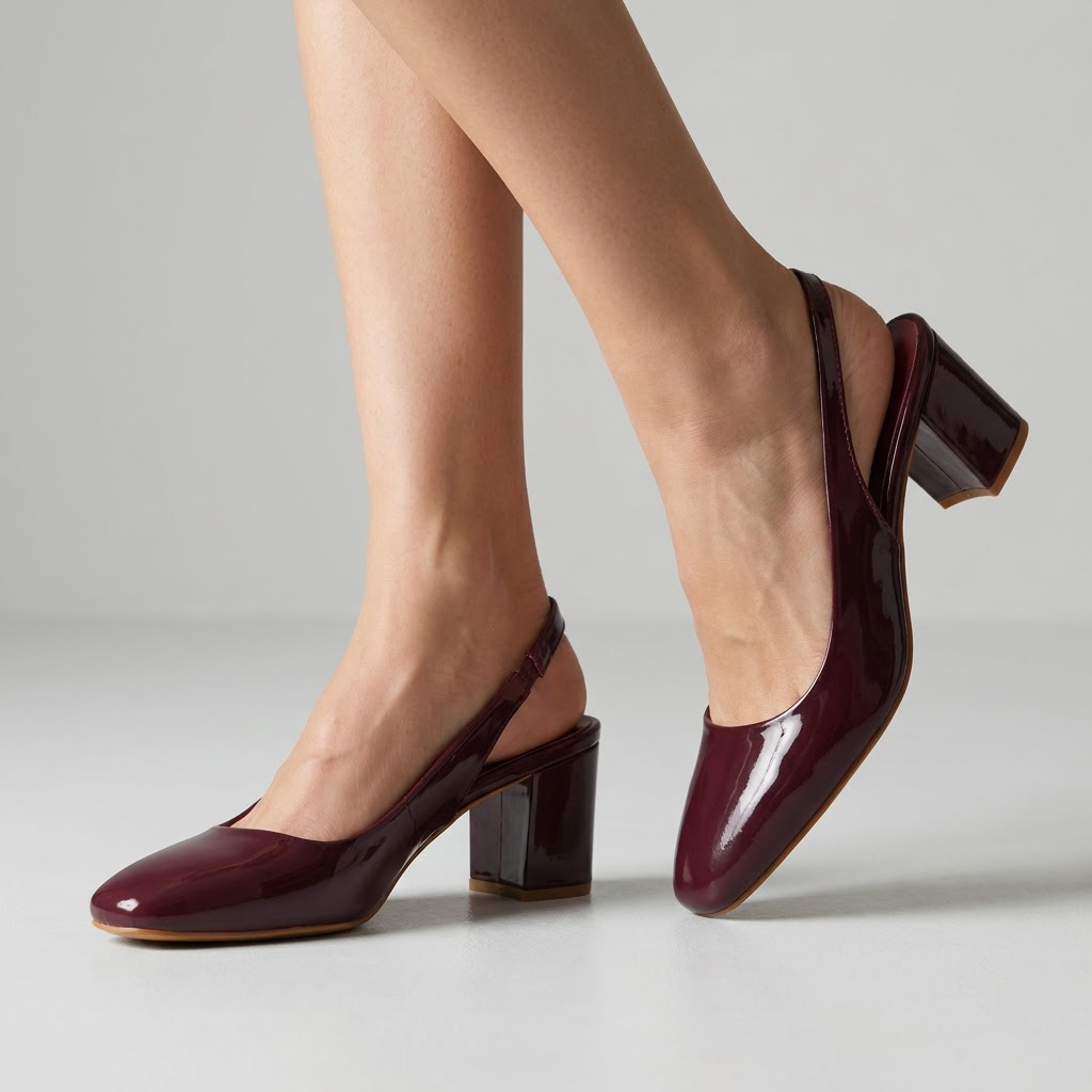 Cherry Red Block-Heel Slingbacks