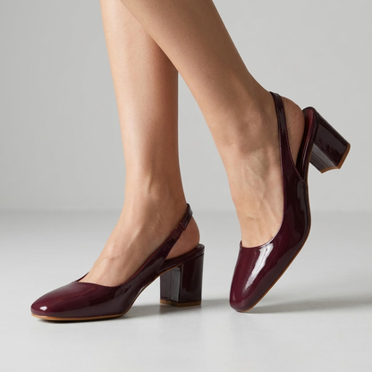 Cherry Red Block-Heel Slingbacks