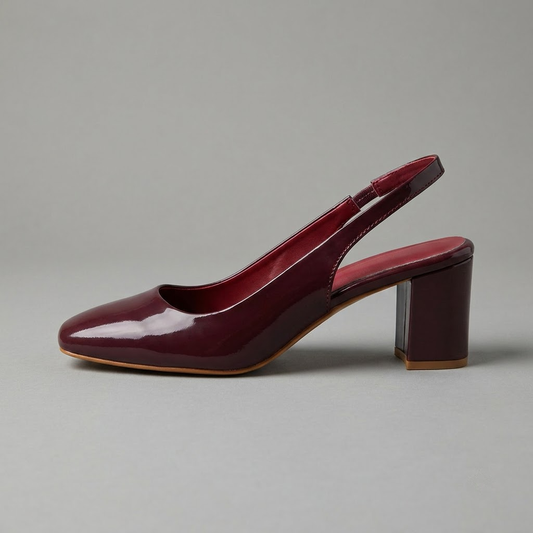 Cherry Red Block-Heel Slingbacks