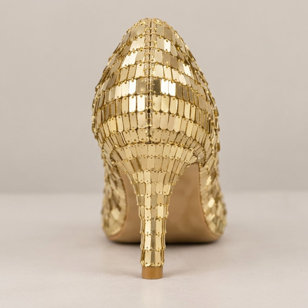 Gold Mosaic Sequin Stiletto Heels