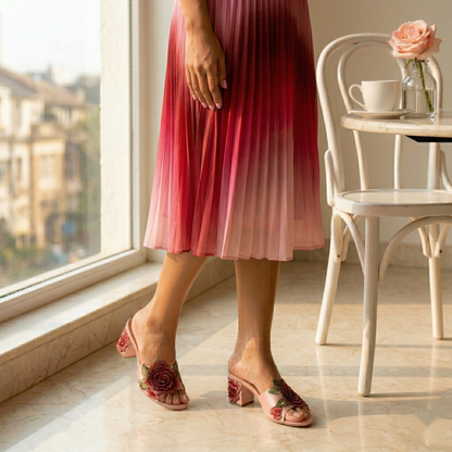 Rose Bloom Mule Heels