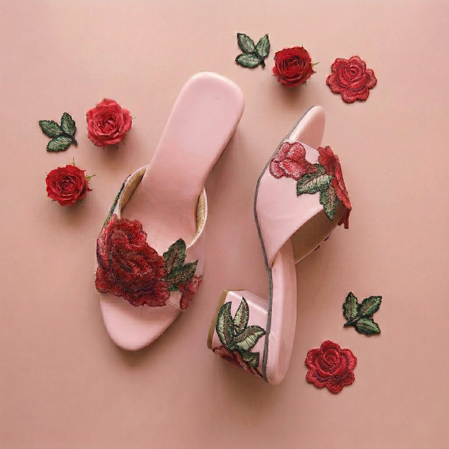 Rose Bloom Mule Heels
