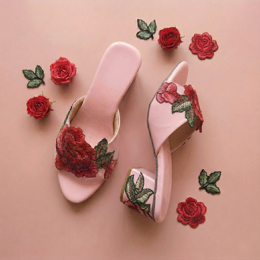 Rose Bloom Mule Heels