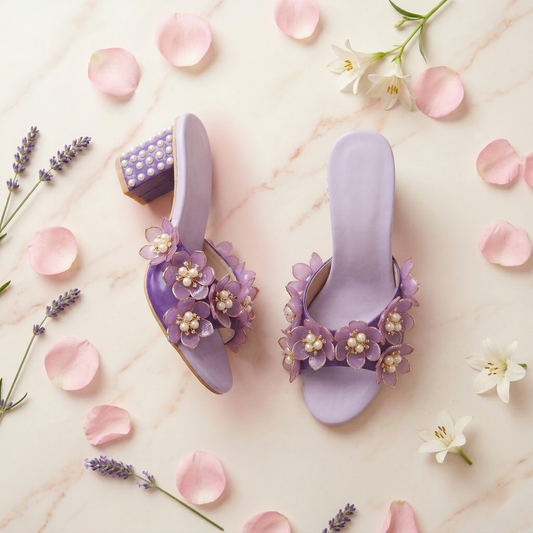 Violette Floral Mule Heels