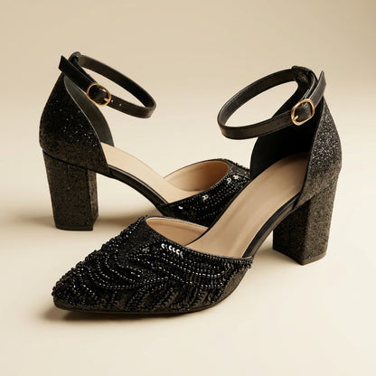 Midnight Royale Black Block Heels